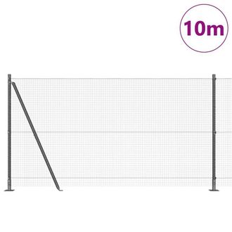 Berkfield Home Modern Welded Wire Fence with 7 Flanged Posts Grey 1.2x10 m Steel