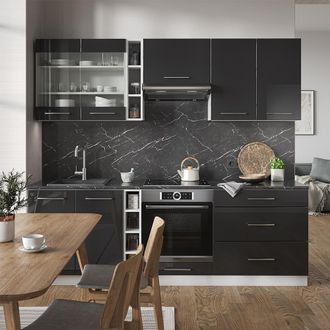 Vicco Mueble De Cocina Fame-line, Antracita Brillo Intenso/blanco, 235 Cm, Et Antracita