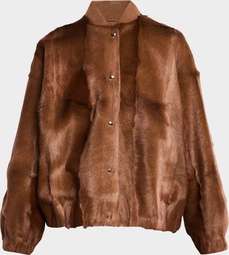 Brunello Cucinelli Goat Shearling Bomber Jacket