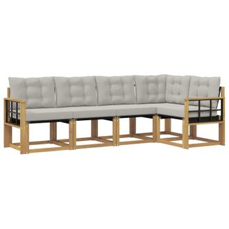 vidaXL Conjunto De Sof&aacute;s De Exterior 5 Pcs Blanco Y Gris Claro Vidaxl