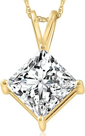 Pompeii3 3.19Ct Certified Princess Cut Diamond Pendant 14k Yellow Gold Lab Grown