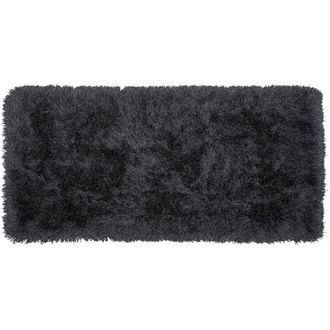 Beliani Alfombra Peluda Negra De Pelo Largo 80 X 150 Cm Rectangular Con Mechones De Algod&oacute;n Cide