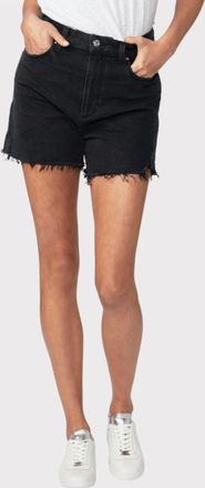 Paige Dani High Waist Cutoff Denim Shorts In Dark Raven Destructed