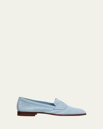 Santoni Suede Penny Loafers