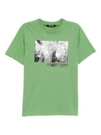 Roberto Cavalli graphic-print cotton T-shirt - Groen