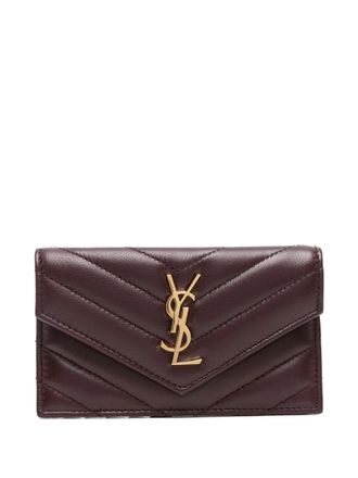 Saint Laurent Cassandre matelass&eacute; wallet - women - Lambskin - One Size - Brown