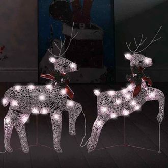 vidaXL Renos De Navidad 2 Unidades 40 Led Dorado Vidaxl