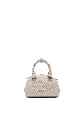 Diesel 1DR Dome-Mini bowling bag in snake-effect leather - Crossbody Bags - Woman - Beige