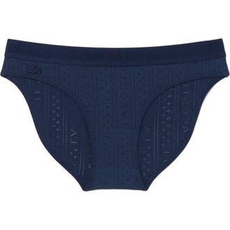 Lacoste Textured Bikini Briefs in Navy Blue at Nordstrom, Size Xx-Small