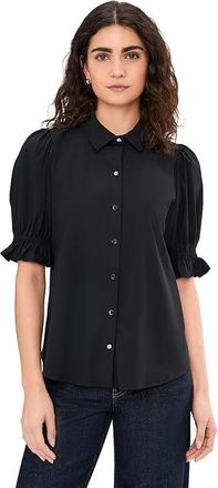 Liverpool L.A. Elbow Puff Sleeve Snap Front Knit Shirt Womens Clothing Black : XL, Nylon