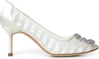 Manolo Blahnik Hangisi Organza Pumps With Crystals