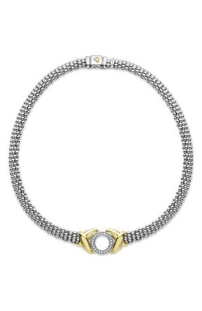 Lagos Embrace Diamond Pendant Bracelet in Yellow Gold/Silver at Nordstrom