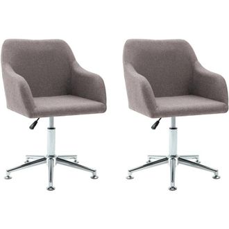 vidaXL Sillas De Comedor Giratorias 2 Unidades Tela Gris Taup&eacute; Vidaxl