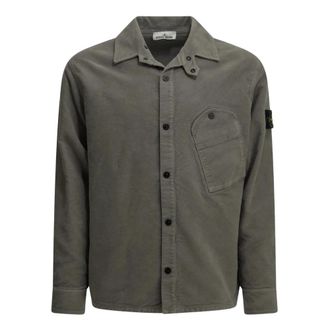 Stone Island Moleskin Casual Shirt - Heren - Casual Overhemden - Grijs - XL - Katoen - Overhemden