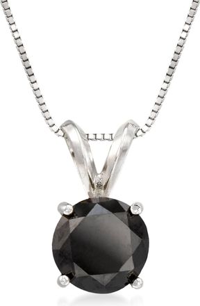 Ross-Simons Black Diamond Solitaire Necklace in 14kt White Gold
