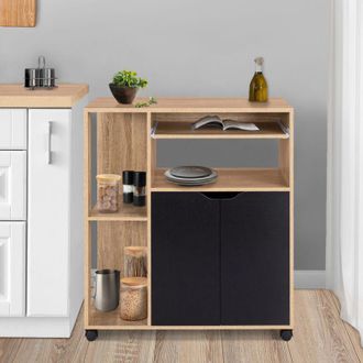 IDMarket Idmarket - cosi aparador de cocina en madera de haya con puertas negras L.76 cm