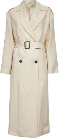 Max Mara Mantel met ceintuur - Dames - Jas met riem - Beige - XS - Wol - Jassen