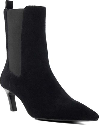 Dune London Ladies Orie Suede Pointed Toe Slanted Heel Ankle Boots Size UK 6 Kitten Heel Suede Black