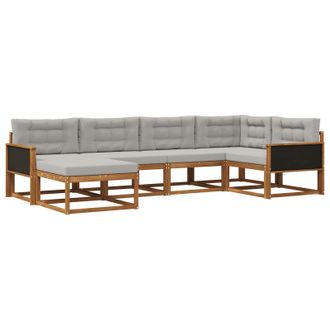 vidaXL Conjunto De Sof&aacute;s De Exterior 6 Pcs Natural Y Gris Claro Vidaxl