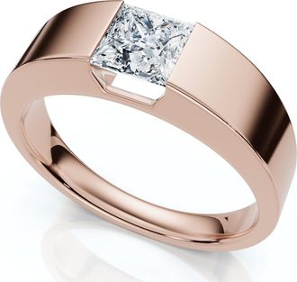 Pompeii3 Mens 1Ct Princess Cut Diamond Wedding Anniversary Ring 14k Gold or Pt Lab Grown