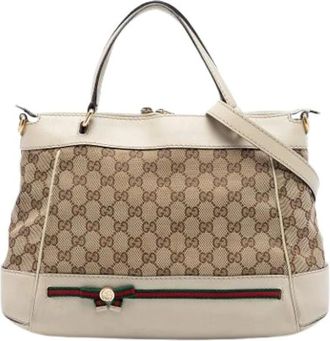 Gucci Pre-owned Handbags, female, Beige, Size: ONE SIZE Pre-owned Satchel