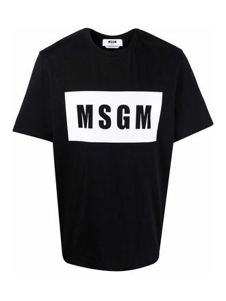 Msgm M. S.G. M. Black/white cotton logo-print cotton t-shirt