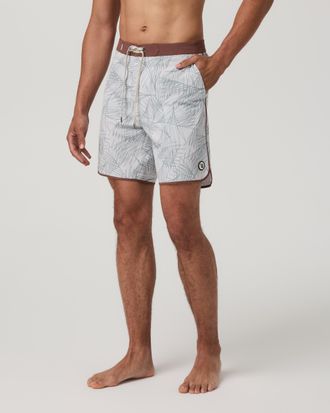 Vuori Clothing Cruise Boardshort 7 | Misty Blue Palm Shadow | 28