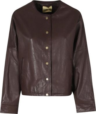 Momoni Jassen, Dames, Bruin, M, Leer, Leren Jas