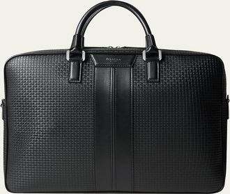 Serapian Mens Slim Stepan Canvas and Leather Briefcase