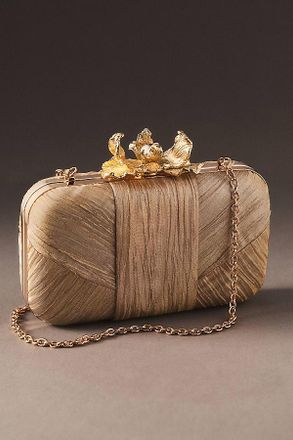 Badgley Mischka Jewel Badgley Mischka Leilani Gold Lam&eacute; Minaudiere Clutch Bag