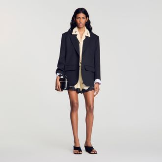 Sandro Mixed-material satin jacket