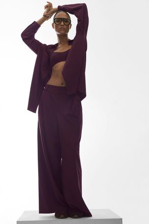 Alo | High-Waist Dreamscape Trouser (Long) in Rich Bordeaux, Size: Medium