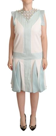 Grinko Faux ivory Sleeveless Shift Midi Womens Dress