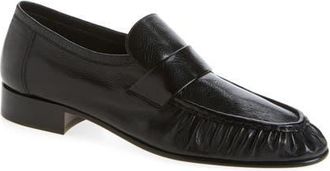 The Row Leather Grained Soft Loafer in Black at Nordstrom, Size 39