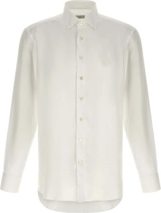 Etro Linnen overhemd met Pegaso - Heren - Casual Overhemden - Wit - 3XL - Linnen - Overhemden