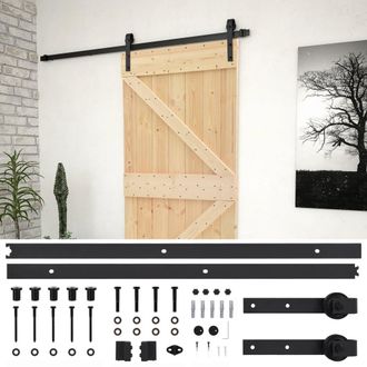 vidaXL Vidaxl - Puerta Corredera Con Herrajes Madera Maciza De Pino 90x210 Cm