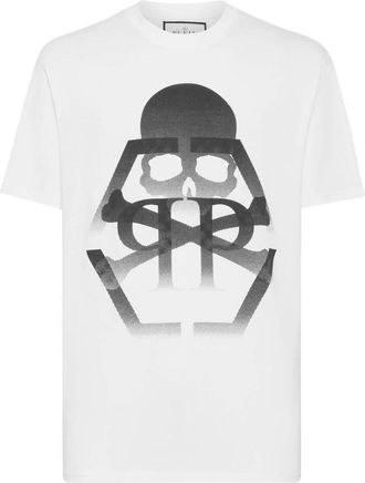 Philipp Plein T-shirt Ronde Hals Skull&Bones - Heren - T-shirts - Wit - 3XL - Katoen - Tops