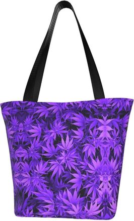 AOOEDM Purple Weed Reusable Tote Bag Women Casual Handbag Shoulder Bags for Shopping Groceries Travel Outdoors