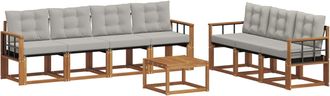 vidaXL Conjunto De Sof&aacute;s De Exterior 8 Uds. Gris Natural Y Claro Vidaxl