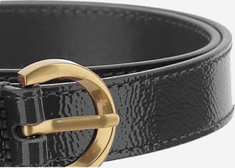 Pinko Womens Leather Belt With Logo Black