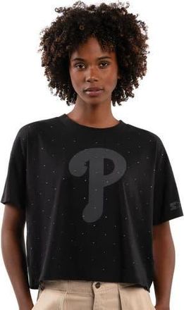 Starter Womens Starter Black Philadelphia Phillies Rhinestone Sprinkle Boxy Cropped T-Shirt at Nordstrom, Size Xx-Large