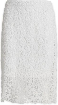 Burberry Rok met bloemenkant - Dames - Midirokken - Wit - XS - Katoen - Rokken