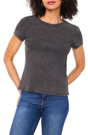 Halogen Ribbed Washed T-Shirt in Rich Black at Nordstrom Rack, Size X-Large