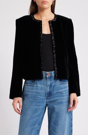 Frame Denim Embellished Velvet Jacket in Black at Nordstrom Rack, Size Small
