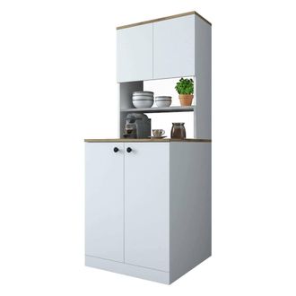 Dmora Gran Armario Multiusos Lyrastra, Muebles Multifuncionales, Zapatero, Armario Para Zapatos, 70x73h184 Cm, Blanco Y Nogal, Con Embalaje Reforzado - Dmor