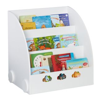 Relaxdays Relaxdays Estanter&iacute;a Infantil Libros, 60 X 58 X 45cm, Librer&iacute;a Ni&ntilde;os 3 Baldas, Mdf, Mueble Organizador Con Nubes, Blanco