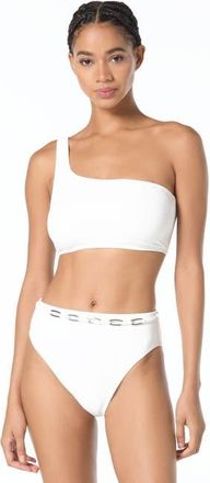 Michael Kors Oval Link Crepe Solids One Shoulder Top in White at Nordstrom, Size X-Small