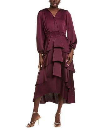 Anne Klein Surplice Tiered Midi Dress