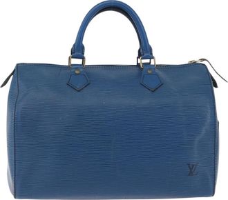Louis Vuitton Speedy Handbag Epi Leather Blue Leather Handbag (Pre-Owned)