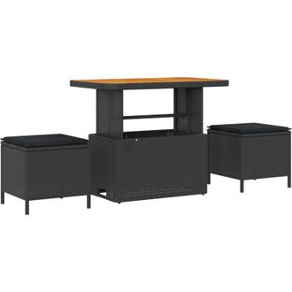 vidaXL Conjunto De Comedor De Jard&iacute;n 3 Pcs Negro Polirat&aacute;n Vidaxl